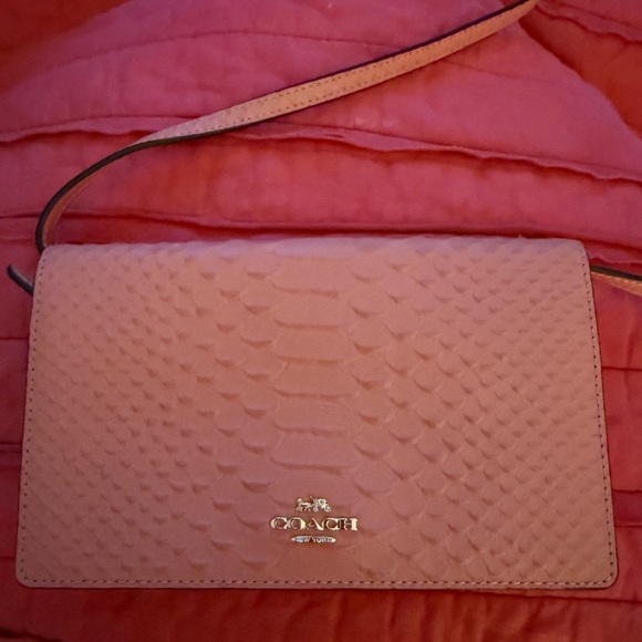 Coach Pink Python-Textured Crossbody Bag - Picture 1 of 9